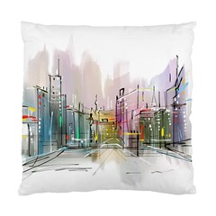 Drawing-watercolor-painting-city Standard Cushion Case (one Side) by Sudhe