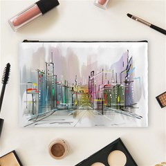 Drawing-watercolor-painting-city Cosmetic Bag (large) by Sudhe