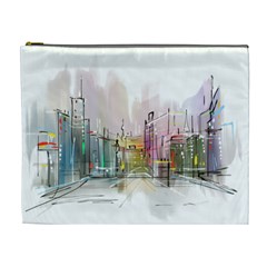 Drawing-watercolor-painting-city Cosmetic Bag (xl) by Sudhe