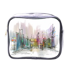 Drawing-watercolor-painting-city Mini Toiletries Bag (one Side) by Sudhe