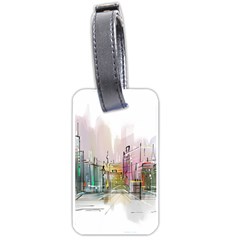 Drawing-watercolor-painting-city Luggage Tag (one Side) by Sudhe