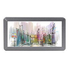 Drawing-watercolor-painting-city Memory Card Reader (mini)