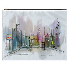 Drawing-watercolor-painting-city Cosmetic Bag (xxxl) by Sudhe