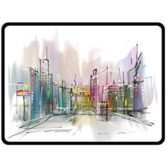 Drawing-watercolor-painting-city Double Sided Fleece Blanket (large)  by Sudhe