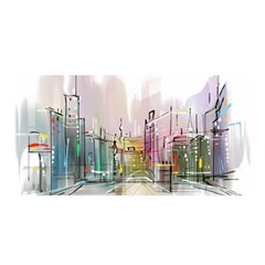 Drawing-watercolor-painting-city Satin Wrap by Sudhe