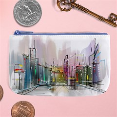 Drawing-watercolor-painting-city Large Coin Purse by Sudhe