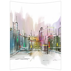 Drawing-watercolor-painting-city Back Support Cushion by Sudhe