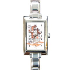 Rag-flats-onion-flats-llc-architecture-drawing Graffiti-architecture Rectangle Italian Charm Watch by Sudhe