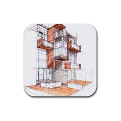 Rag-flats-onion-flats-llc-architecture-drawing Graffiti-architecture Rubber Coaster (square)  by Sudhe