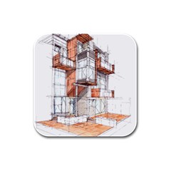 Rag-flats-onion-flats-llc-architecture-drawing Graffiti-architecture Rubber Square Coaster (4 Pack)  by Sudhe