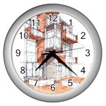 Rag-flats-onion-flats-llc-architecture-drawing Graffiti-architecture Wall Clock (Silver) Front