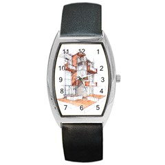 Rag-flats-onion-flats-llc-architecture-drawing Graffiti-architecture Barrel Style Metal Watch by Sudhe