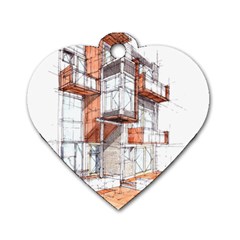 Rag-flats-onion-flats-llc-architecture-drawing Graffiti-architecture Dog Tag Heart (one Side) by Sudhe