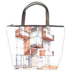 Rag-flats-onion-flats-llc-architecture-drawing Graffiti-architecture Bucket Bag by Sudhe