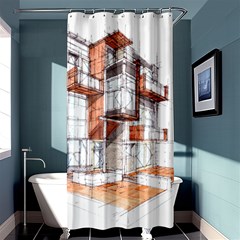 Rag-flats-onion-flats-llc-architecture-drawing Graffiti-architecture Shower Curtain 36  X 72  (stall)  by Sudhe