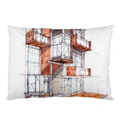 Rag-flats-onion-flats-llc-architecture-drawing Graffiti-architecture Pillow Case (two Sides) by Sudhe