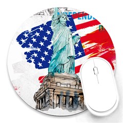 Statue Of Liberty Independence Day Poster Art Round Mousepads