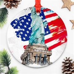 Statue Of Liberty Independence Day Poster Art Ornament (round) by Sudhe