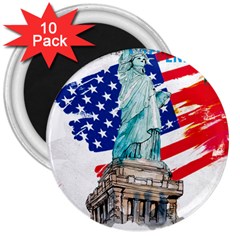 Statue Of Liberty Independence Day Poster Art 3  Magnets (10 Pack)  by Sudhe