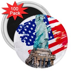 Statue Of Liberty Independence Day Poster Art 3  Magnets (100 Pack) by Sudhe