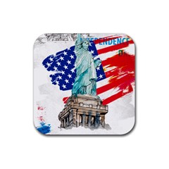 Statue Of Liberty Independence Day Poster Art Rubber Coaster (Square) 