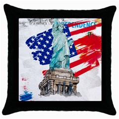 Statue Of Liberty Independence Day Poster Art Throw Pillow Case (Black)