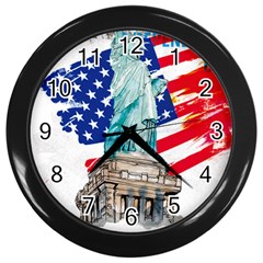 Statue Of Liberty Independence Day Poster Art Wall Clock (black) by Sudhe