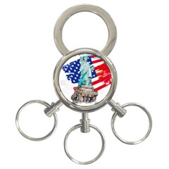 Statue Of Liberty Independence Day Poster Art 3-ring Key Chain by Sudhe