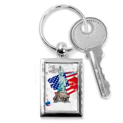 Statue Of Liberty Independence Day Poster Art Key Chain (Rectangle)