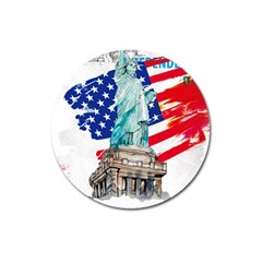 Statue Of Liberty Independence Day Poster Art Magnet 3  (round) by Sudhe