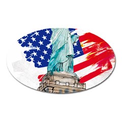 Statue Of Liberty Independence Day Poster Art Oval Magnet by Sudhe