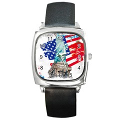 Statue Of Liberty Independence Day Poster Art Square Metal Watch