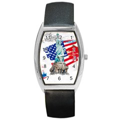 Statue Of Liberty Independence Day Poster Art Barrel Style Metal Watch by Sudhe