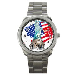 Statue Of Liberty Independence Day Poster Art Sport Metal Watch by Sudhe