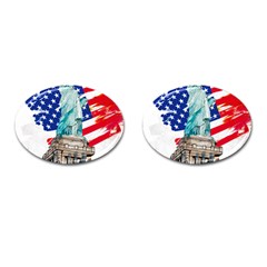 Statue Of Liberty Independence Day Poster Art Cufflinks (oval) by Sudhe