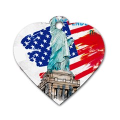 Statue Of Liberty Independence Day Poster Art Dog Tag Heart (two Sides) by Sudhe