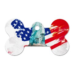 Statue Of Liberty Independence Day Poster Art Dog Tag Bone (One Side)