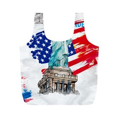 Statue Of Liberty Independence Day Poster Art Full Print Recycle Bag (M)