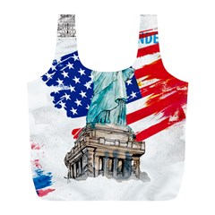 Statue Of Liberty Independence Day Poster Art Full Print Recycle Bag (L)