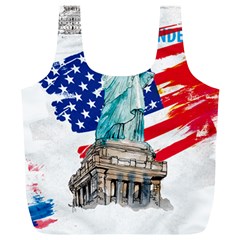 Statue Of Liberty Independence Day Poster Art Full Print Recycle Bag (xl) by Sudhe