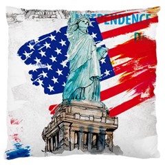 Statue Of Liberty Independence Day Poster Art Large Flano Cushion Case (one Side) by Sudhe