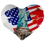 Statue Of Liberty Independence Day Poster Art Large 19  Premium Flano Heart Shape Cushions Back