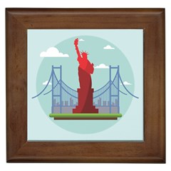 New-york-usa-liberty-landmark Framed Tile by Sudhe