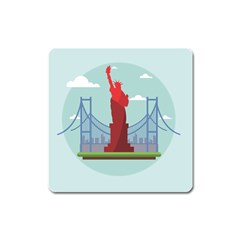 New-york-usa-liberty-landmark Square Magnet by Sudhe