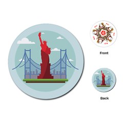 New-york-usa-liberty-landmark Playing Cards Single Design (round) by Sudhe