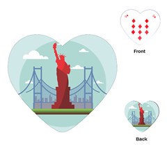 New-york-usa-liberty-landmark Playing Cards Single Design (heart) by Sudhe