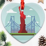 New-york-usa-liberty-landmark Heart Ornament (Two Sides) Back