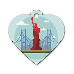 New-york-usa-liberty-landmark Dog Tag Heart (one Side) by Sudhe