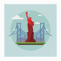 New-york-usa-liberty-landmark Medium Glasses Cloth (2 Sides) by Sudhe