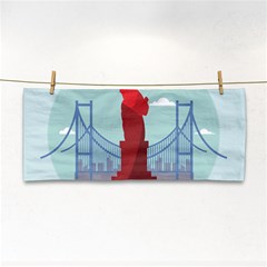 New-york-usa-liberty-landmark Hand Towel by Sudhe